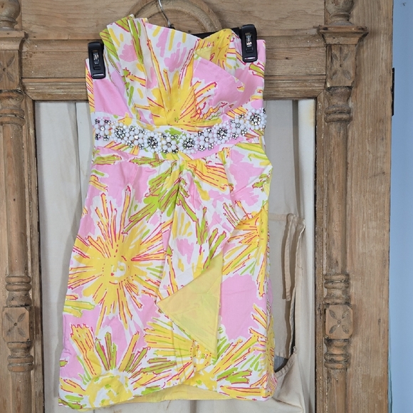 Lilly Pulitzer Crystal Skipping On Sunshine  Strapless Dress Size 2 - Picture 2 of 11